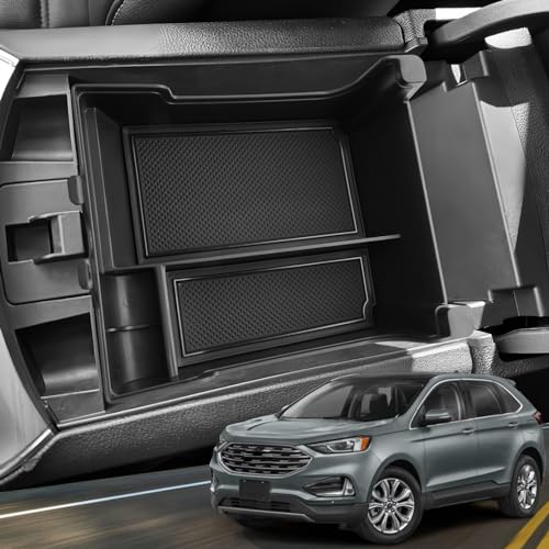 for 2024 Ford Edge Center Console Organizer Tray for 2021-2024 Edge SE/SEL/ST-Line/Titanium/ST Middle Console Storage Center Console Insert Tray Arm Rest Organizer for 2024 Ford Edge Accessories - color: Black Trim (1PCS)