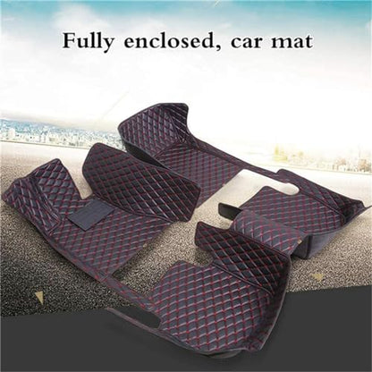Custom Car Mats All Weather Fit Automotive Floor Mats PU Leather Protector Mat for Most Sedan, SUV, Truck (Black Red) - color: Black Red