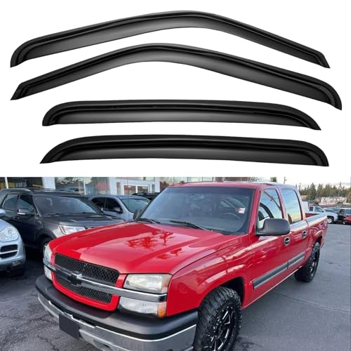 Window Visors Rain Guards for 2001-2007 Chevy Silverado/GMC Sierra, Window Vent Wind Deflectors Visors Shades for 2000-2006 Suburban/Yukon XL, 2002-2006 Avalanche/Cadillac Escalade - Crew Cab - size: 2001-2007 Silverado/Sierra Crew Cab