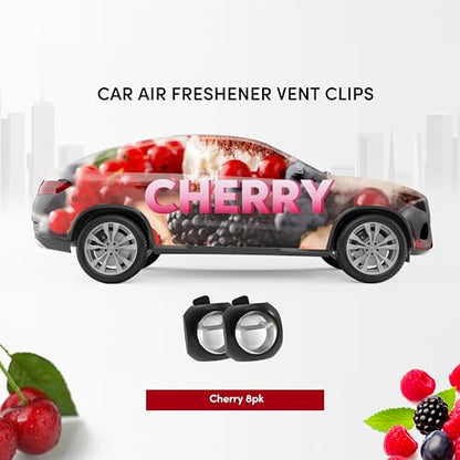 Car Air Freshener Vent Clips, 8 Pack, Provides Long-Lasting Scent, Up to 240 Days, Odor Eliminator (Cherry) - color: Cherry