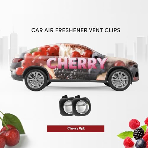 Car Air Freshener Vent Clips, 8 Pack, Provides Long-Lasting Scent, Up to 240 Days, Odor Eliminator (Cherry) - color: Cherry