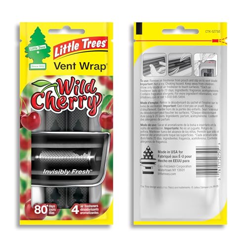 LITTLE TREES Car Air Freshener | Vent Wrap Provides Long Lasting Scent, Invisibly Fresh | 16 Air Fresheners | Wild Cherry - color: Wild Cherry