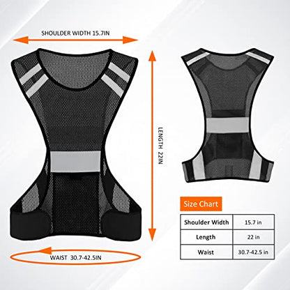 TCCFCCT Reflective Running Vest, High Visibility Running Gear with Large Pocket - color: 1 Pack Mesh Black