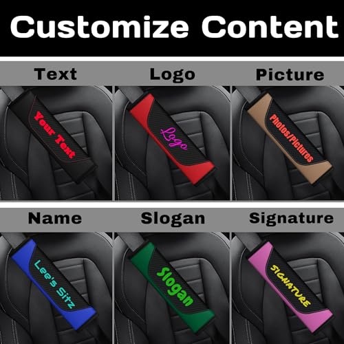 Custom Seat Belt Cover Pad – Personalized Carbon Fiber Seatbelt Covers with Logo, Text & Image – Car Accessories for Women, Men & Kids – Seatbelt Cushion Shoulder Pads for Car, Truck, SUV, Backpack - color: Pink