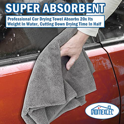 HOMEXCEL Professional Large Microfiber Car Drying Towels 2 Pack, Lint Free, Scratch Free, Highly Absorbent Drying Towel for Cars, SUVs, RVs, Trucks, and Boats,31" x 24",Grey - color: Grey