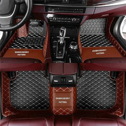 Custom Making Car Floor Mats for 96% Car Model Luxury Leather All Weather Waterproof Anti-Skid Full Coverage Liners (Light Brown and Black) - color: light brown and black