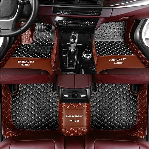 Custom Making Car Floor Mats for 96% Car Model Luxury Leather All Weather Waterproof Anti-Skid Full Coverage Liners (Light Brown and Black) - color: light brown and black
