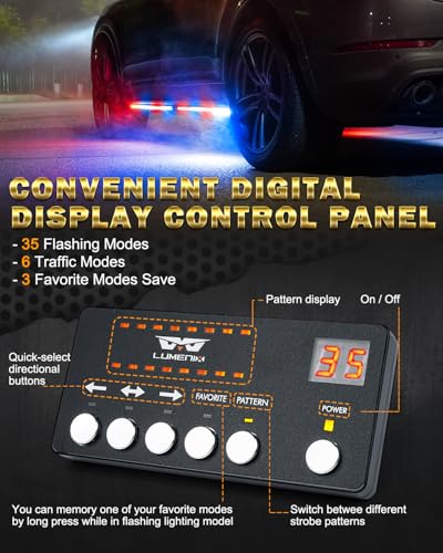 LUMENIX 70 Inch Emergency Running Board Rigid Strobe Lights Strip Bar 864 LED Flashing Warning Police Light with Controller for Cop Vehicles Trucks Pickups Cars - Red and Blue - color: Red and Blue
