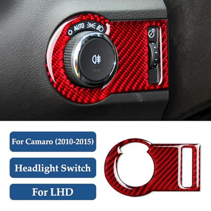 Car Headlight Switch Sticker Carbon Fiber Decal Interior Trim for Chevrolet Camaro 2010 2011 2012 2013 2014 2015 Accessories - color: Headlight Switch