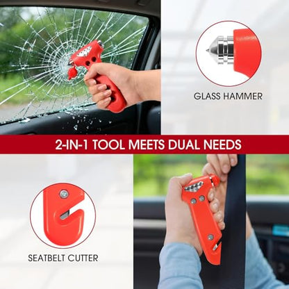 Roadside Car Emergency Kit, Winter Car Safety Kit with 10FT Jumper Cables, Tow Strap, Tool Kit, Reflective Warning Triangle, Road Trip Essentials, for New Drivers, Teens - color: Red, size: Essential Kit + Repair Tool Set