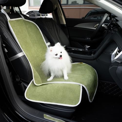 FUNNY FUZZY Dog Car Seat Cover for Front Seat, Dog Seat Cove Waterproof, Scratchproof Non-Slip Car Seat Protector, Universal Fit Most Cars, SUVs, Trucks, Green - color: Green, size: Front Seat(18''W x 39''L)