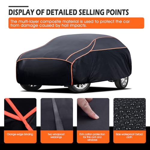 Hail Protector Car Cover, Waterproof EVA Thickened Car Hail Protector SUV Size A6 Fit for Toyota RAV4 /4Runner, Honda CRV, Hyundai Santa Fe, Audi Q5 (182-190 inch) - size: A6 Fit SUV Length 182" To 190"
