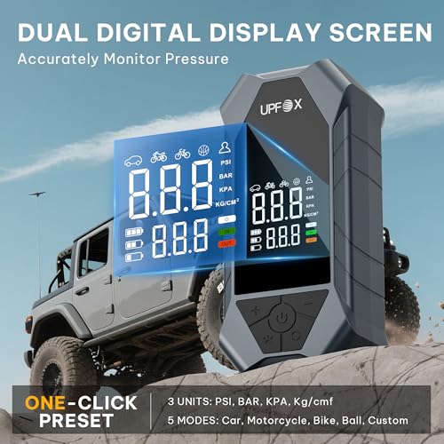 Tire Inflator Portable Air Compressor - 150psi Fast Air Pump for Car Tires with Digital Tire Pressure Gauge Accurate Dual LCD Display & Led Light for Bike Bump Car Motorcycle Bicycle Balls More