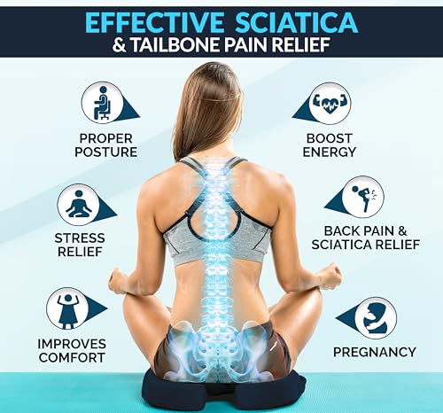 ComfiLife Gel Enhanced Seat Cushion – Office Chair Cushion – Non-Slip Gel & Memory Foam Coccyx Cushion for Tailbone Pain - Desk Chair Car Seat Cushion Driving - Sciatica & Back Pain Relief (Navy) - color: Navy Blue