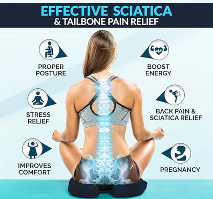 ComfiLife Gel Enhanced Seat Cushion – Office Chair Cushion – Non-Slip Gel & Memory Foam Coccyx Cushion for Tailbone Pain - Desk Chair Car Seat Cushion Driving - Sciatica & Back Pain Relief (Navy) - color: Navy Blue