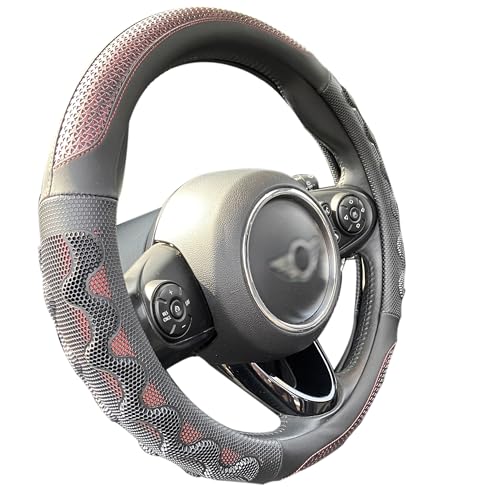 PINCTROT Large Size Steering Wheel Cover Great Grip with 3D Honeycomb Anti-Slip Design, 15.5-15.75 Inch (Wine Red) - color: 1.Wine Red, size: Large Size[15 1/2''-15 3/4'']