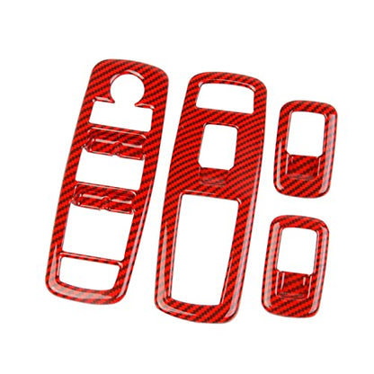 Red Carbon Fiber Window Lift Trim Switch Panel Cover Trim for Dodge Charger 2011+/ Chrysler 300 2015-2021 - color: Red
