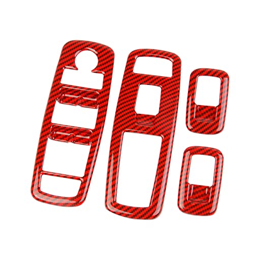 Red Carbon Fiber Window Lift Trim Switch Panel Cover Trim for Dodge Charger 2011+/ Chrysler 300 2015-2021 - color: Red
