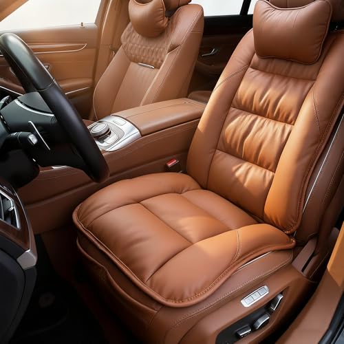 CORRIDOR Genuine Leather Seat Cushion for Car - Handmade - Relieve Hip, Pressure and Sciatica Pain - Ideal for Lower Back Pain - for Office Chair and Car Seat (Red Flag Brown, Cushion + Backrest) - color: Red Flag Brown, size: Cushion + Backrest