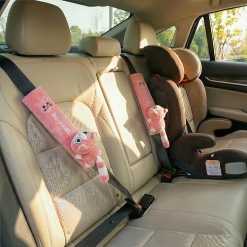 UNICOLD 2-Pack Ultra-Soft Short Plush Seatbelt Cover, Cute Animal Edition – Cloud-Like Shoulder Pad for a Comfy Ride for Adults & Kids (P-Kitten) - style: P-Kitten