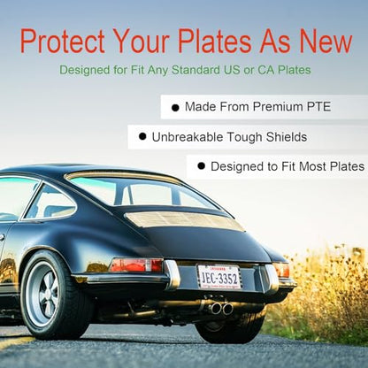 2Pack License Plate Cover and Frames,Clear Front and Rear License Plate Holder Shield,Unbreakable Car Licence Plate Frame Protector fits Any US Plates (Black American Flag Frame) - color: Black American Flag Frame with Clear Cover
