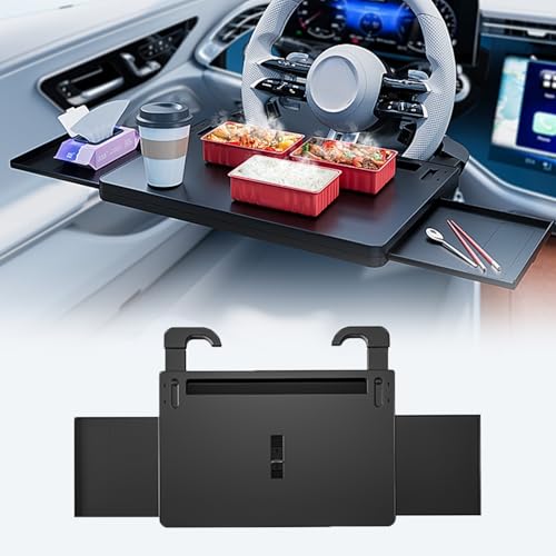 Steering Wheel Tray, Car Food Tray, Car Desk for Laptop, Multipurpose Car Table for Eating & Work, Adjustable Car Tray with Drawer and Anti-Slip Protective Adhesive (26" L x 10" W x 2" H) - size: 26" L x 10" W x 2" H