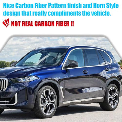 Jaronx Compatible with BMW Mirror Cover X3 G01 2019-2024,X4 G02/X5 G05/X7 G07 2019-2024,X6 G06 2020-2024, Clip-on M Style Horn Mirror Caps for BMW, Left Driver & Right Passenger (Carbon Fiber Pattern) - size: Mirror Cover Carbon Fiber Pattern