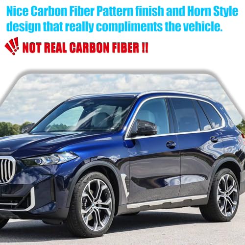 Jaronx Compatible with BMW Mirror Cover X3 G01 2019-2024,X4 G02/X5 G05/X7 G07 2019-2024,X6 G06 2020-2024, Clip-on M Style Horn Mirror Caps for BMW, Left Driver & Right Passenger (Carbon Fiber Pattern) - size: Mirror Cover Carbon Fiber Pattern