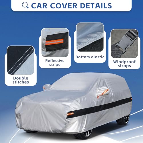 10 Layers SUV Car Cover Custom Fit for Toyota RAV4 (2005-2024) Waterproof All Weather for Automobiles, Full Cover Sun UV Rain Protection.Silver - size: Custom Fit for Toyota Rav4