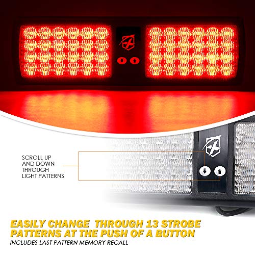 Xprite Red 48LED Visor Strobe Flashing Lights Sunshield Hazard Warning Light for Law Enforcement Emergency Vehicles Trucks Cars - color: Red