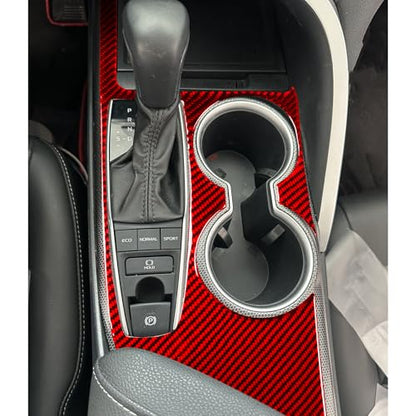 Durable Real Carbon Fiber Compatible with Toyota Camry 2018-2024 Accessories Car Gear Shift Control Anti-Scratch Panel Cover Interior Trim Sticker Decal Red - color: Gear Shift Panel