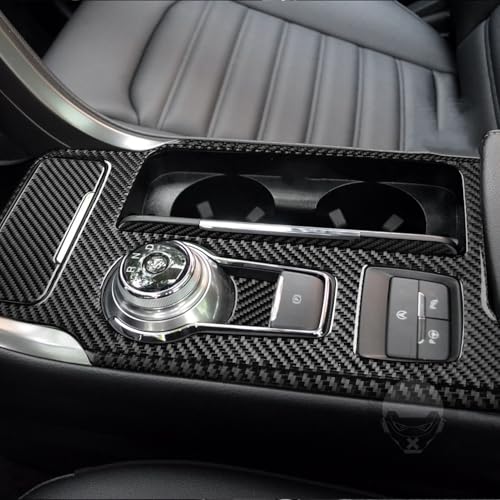 Real Bright Soft Carbon Fiber Car Center Console Automatic Gear Shift Panel Water Cup Holder Switch Cover Trim Sticker Compatible with Ford Mondeo/Fusion 17-19 Auto Interior Accessories Black - color: Black-gear Shift Panel