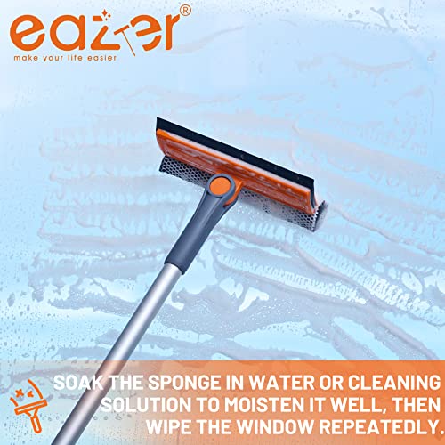 eazer Professional Window Squeegee, 2-in-1 Rotatable Squeegee for Window Cleaning Kit, Window Cleaner Tool, Window Washing Equipment Kit with Extension Pole for Shower/Windshield - 2 Head - size: 18-28inch