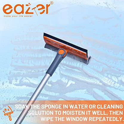 eazer Professional Window Squeegee, 2-in-1 Rotatable Squeegee for Window Cleaning Kit, Window Cleaner Tool, Window Washing Equipment Kit with Extension Pole for Shower/Windshield - 2 Head - size: 18-28inch