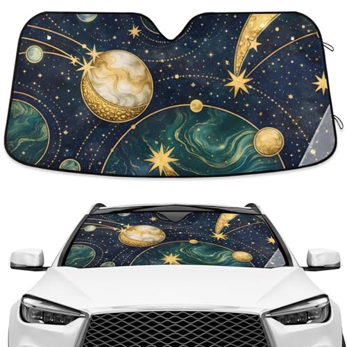 Windshield Sun Shade Galaxy Sunshade for Car Windshield Auto Sun Shades Front Windshield Gold Marbled Blocks UV Rays Visor Protector Accordion Folding Sun Reflector Auto Sunshade - color: B03