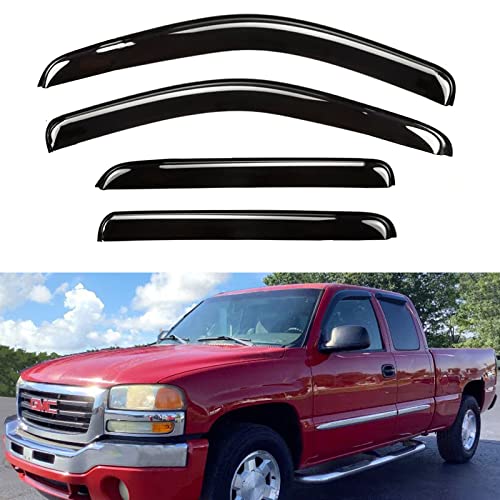 Side Window Visors rain Guards Vent Guard Shade for 07-13 Chevy Silverado & GMC Sierra 1500, 07-14 Silverado & Sierra 2500HD 3500HD Crew Cab Pickup Wind Deflectors Smoke, 4pcs - size: Compatible with Silverado/Sierra Crew Cab 2007-14