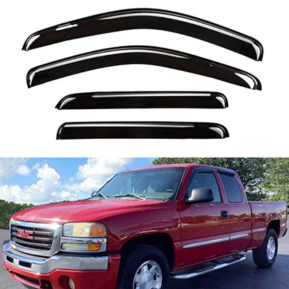 Side Window Visors rain Guards Vent Guard Shade for 07-13 Chevy Silverado & GMC Sierra 1500, 07-14 Silverado & Sierra 2500HD 3500HD Crew Cab Pickup Wind Deflectors Smoke, 4pcs - size: Compatible with Silverado/Sierra Crew Cab 2007-14