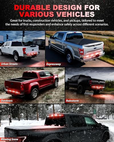 LUMENIX 49" Inch Strobe Light Strips, Back Window | Tailgate White Red Warning Emergency Flashing Firefighter Double Row LED Strip Flexible Lights Bar w/Controller for Fire Trucks POV Vehicles - 1PC - color: White Red