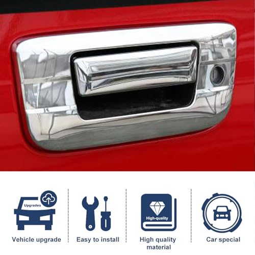 AUCERAMIC Chrome Tailgate Door Handle Cover with Keyhole Compatible with 2007-2013 Chevy Silverado GMC Sierra 1500 2500HD 3500HD