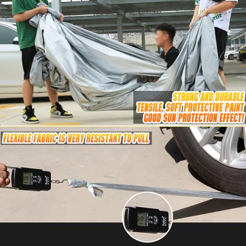 All Weather Universal Car Cover, Waterproof Snow Proof UV Proof Scratch Proof Bird Droppings Proof with Driving Cab Zipper, Fit for Pickup Truck Body Length 230" to 260" - Silvery
