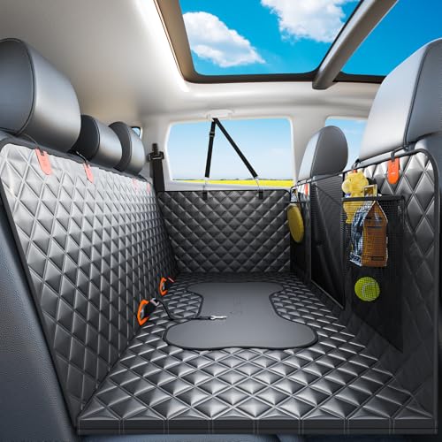 Dog Car Seat Cover Back Seats Protector, Backseat Extender Hard Bottom Rear Seat Pet Cover for Dogs, Waterproof Carseat Covers Dog Hammock Travel Accessories for Car,SUV,Truck - color: Black with Hard Bottom, size: For Cars/ Mid-Size SUV/ Small Truck
