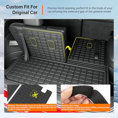 powoq Cargo Mat Compatible with 2016-2025 Honda Pilot (No Elite) Trunk Mat with Backrest Mat TPE Cargo Liner Trunk Liner Replacement for 2016-2025 Honda Pilot Accessories (Trunk Mat with Backrest Mat) - size: Compatible with Honda Pilot | 2016-2025