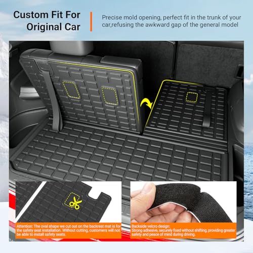 powoq Cargo Mat Compatible with 2016-2025 Honda Pilot (No Elite) Trunk Mat with Backrest Mat TPE Cargo Liner Trunk Liner Replacement for 2016-2025 Honda Pilot Accessories (Trunk Mat with Backrest Mat) - size: Compatible with Honda Pilot | 2016-2025
