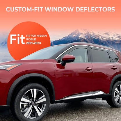 in-Channel Rain Guards Fit for Nissan Rogue 2021 2022 2023 2024 2025 2026, Extra Durable Side Window Deflectors 2021-2026 Rogue Wind Deflectors Rain Guard Black 4 PCS - size: Fit for Nissan Rogue 2021-2026