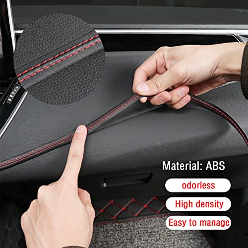 jeseny Pack-1 Car Interior Trim Strip, 2M/6.6Ft DIY Car Molding Leather Trim Line, Door Dashboard Seam Strips, Auto Body Universal Modified Strips (Red)