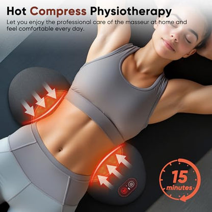 3 in 1 Upadate Rechargeable Electric Lumbar Support Pillow with Adjustable Height for Bed and Chair,Cordless Back Massager for Pain Relief Deep Tissue,Back Massager with Heat for Home & Office