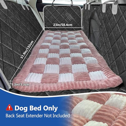 Thickened Dog Bed for Car Back Seat, Upgraded Bottom Non-Slip, Fits Hard Bottom car seat Cover for Dogs, Premium Mixed Color, Dog Car Seat Cover - color: Pink-White