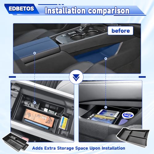 EDBETOS 2PCS/Set Center Console Organizer Compatible with Nissan Rogue 2021-2023 2024 2025 2026 Interior Accessories Lower Console Armrest Secondary Storage Box Pallet Middle Insert Tray Black ABS