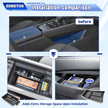 EDBETOS 2PCS/Set Center Console Organizer Compatible with Nissan Rogue 2021-2023 2024 2025 2026 Interior Accessories Lower Console Armrest Secondary Storage Box Pallet Middle Insert Tray Black ABS