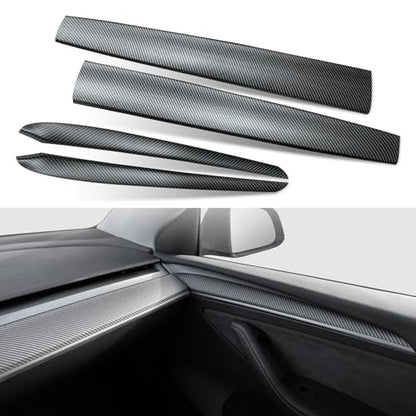 Dashboard Cover Wrap and Front Door Trim Armrest Panel Cover Wrap Compatible with Tesla Model 3(2021-2023) and Model Y(2019-2024) Tesla Interior Cover Trim 4PCS-Matte Carbon Fiber - color: Matte Carbon Fiber